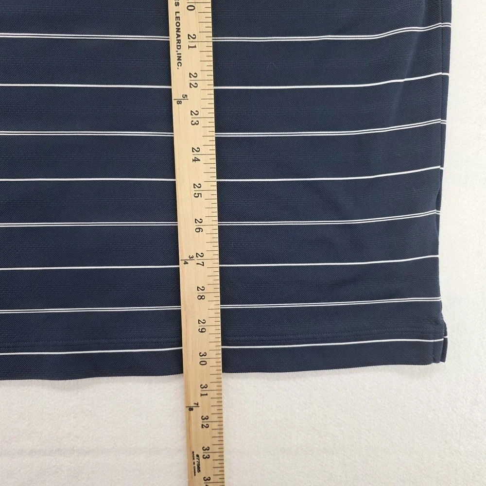 Nike Golf Polo Shirt Mens XL Navy Blue Striped Dri-Fit US Open Logo Performance